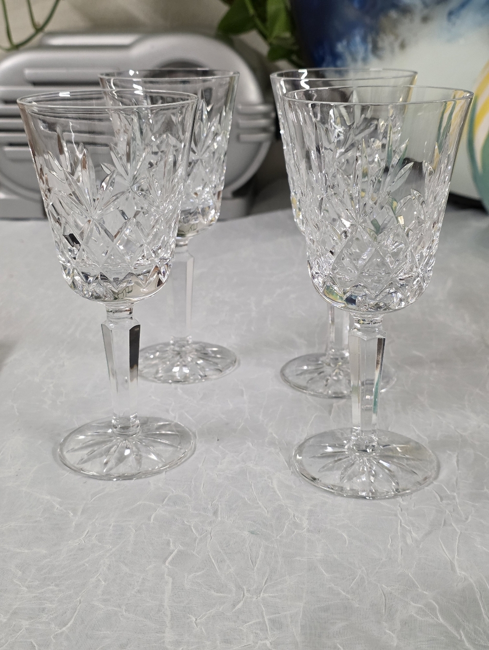 Goblets 6-3/4" LENOX CHARLESTON Cut Glass Crystal Wine - Made in USA 4 Pieces.